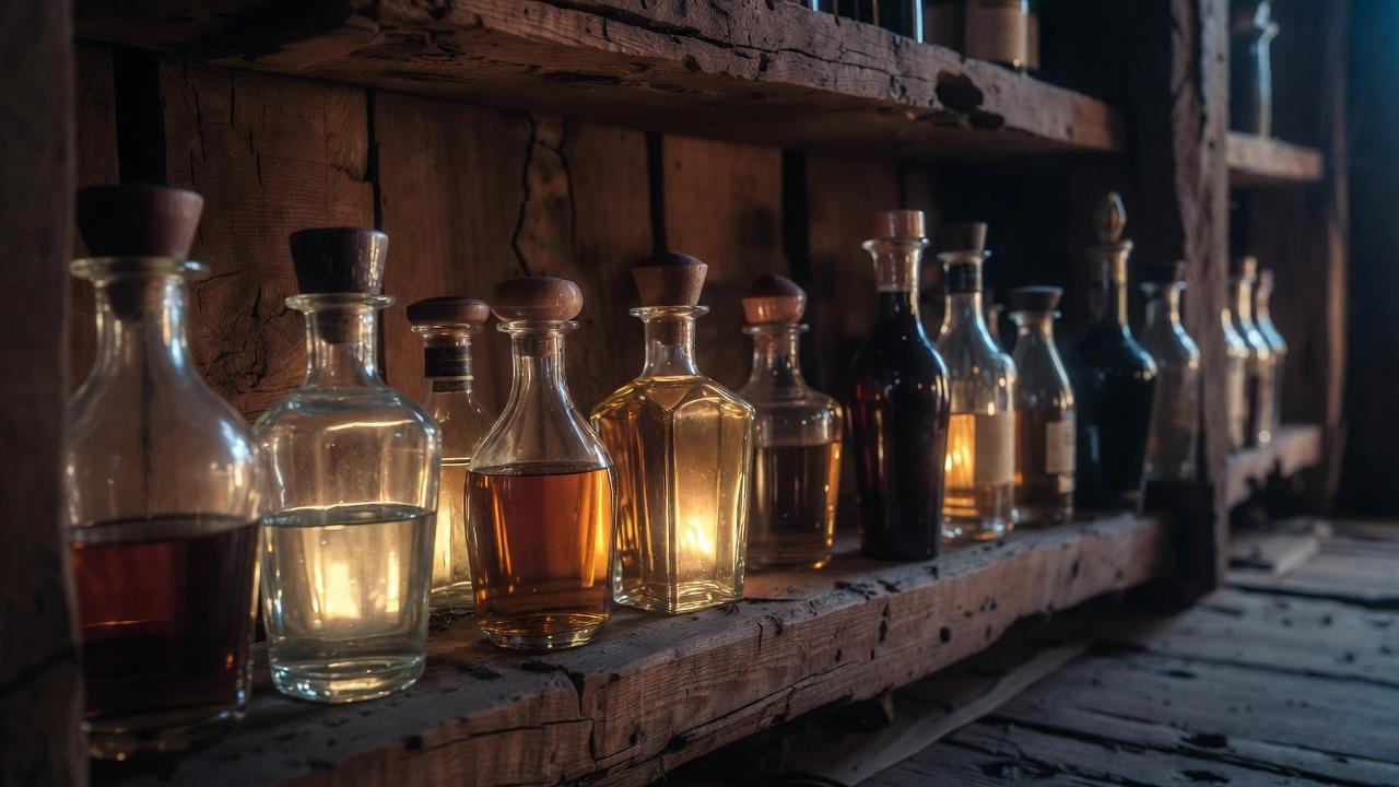 Tequila bottles lined up at a traditional distillery in Tequila, Jalisco